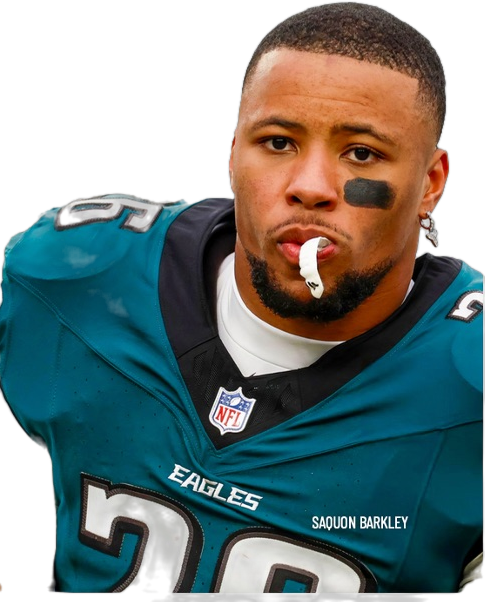 Saquon Barkley wearing a TRUFIT custom-fit mouthguard